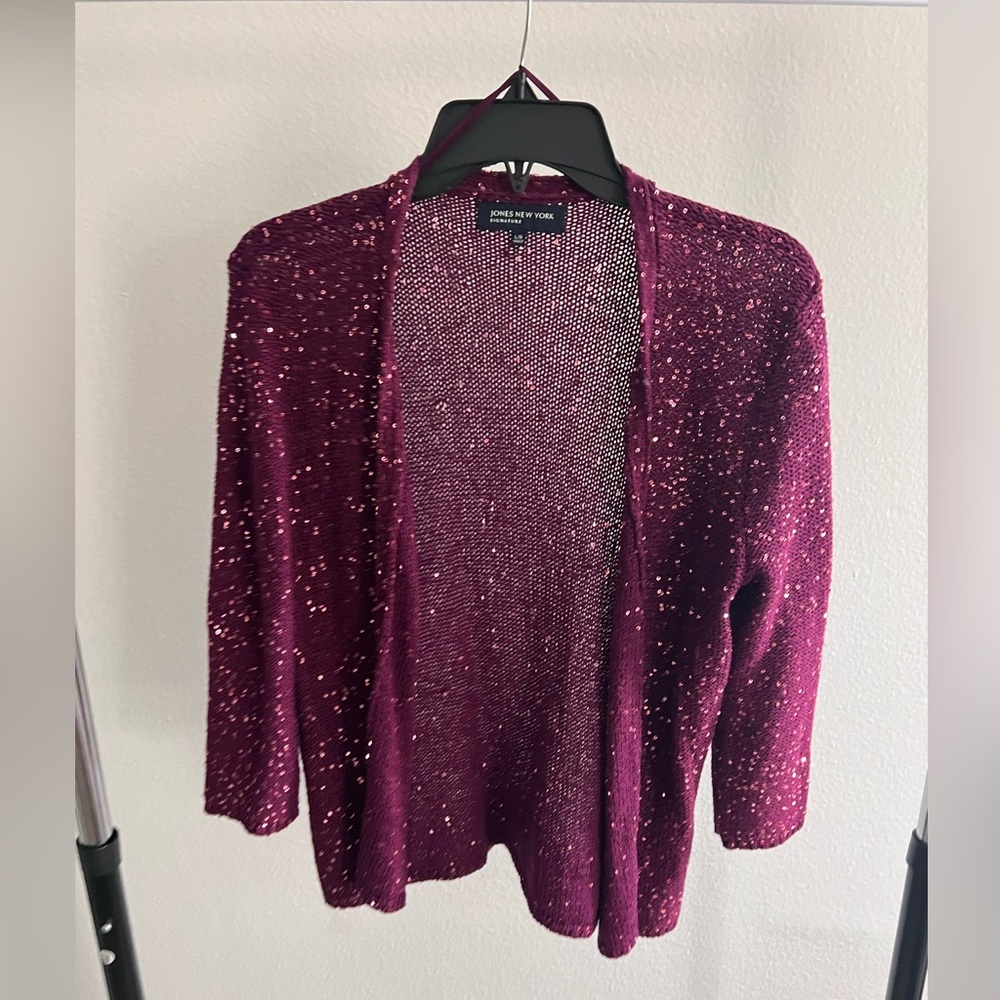 Jones New York women’s sweater shrug wine size L